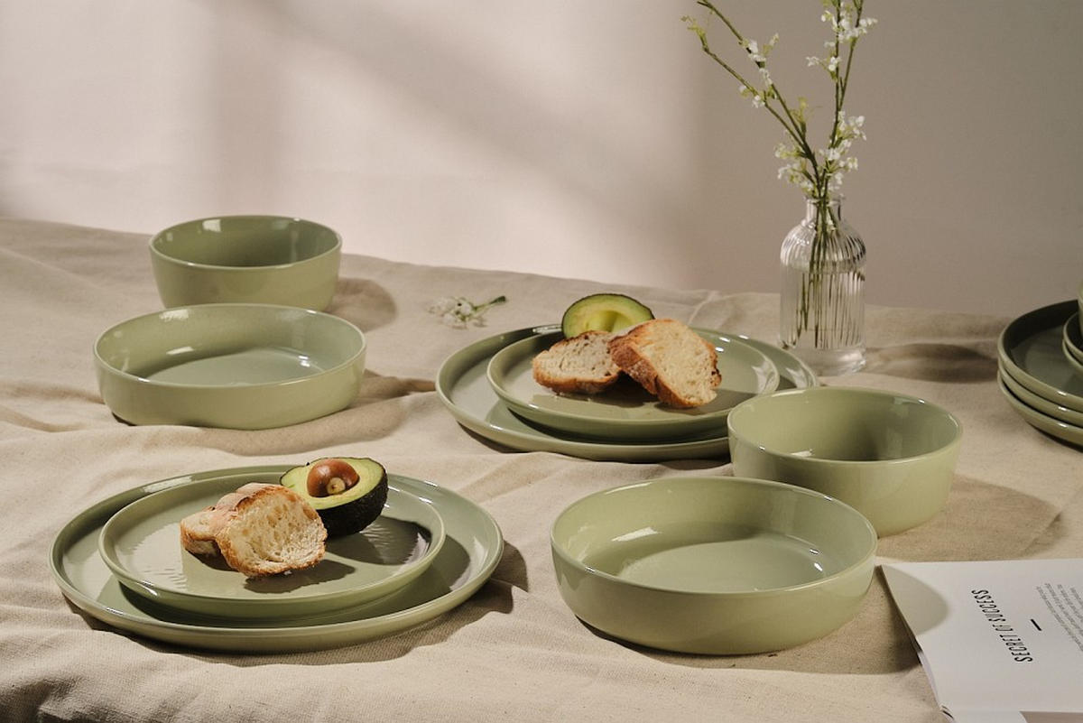 KOMBISERVICE Colori verde 24-teilig  - Grün, Trend, Keramik - Novel