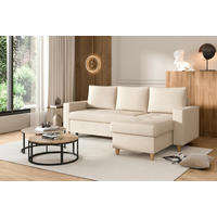ECKSOFA MARCO Creme Chenille Rückenkissen  - Buchefarben/Creme, Design, Holz/Textil (227/96cm) - MID.YOU
