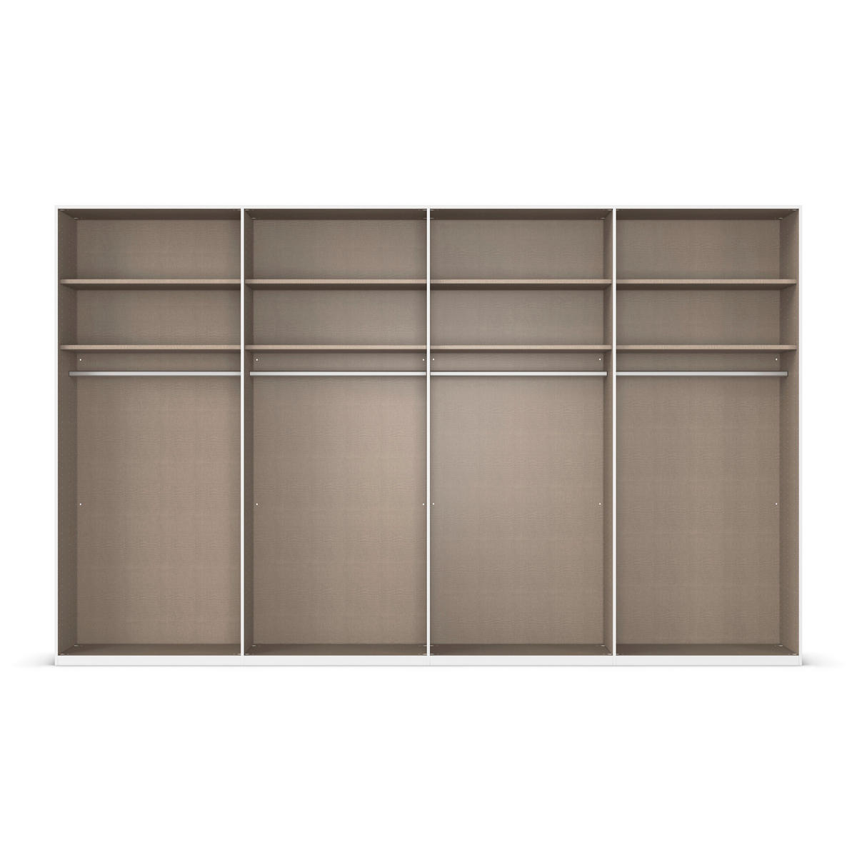 SCHWEBETÜRENSCHRANK 360/236/68 cm 4-türig Weiß, Weiß Hochglanz  - Weiß Hochglanz/Alufarben, Basics, Glas/Holzwerkstoff (360/236/68cm) - Novel
