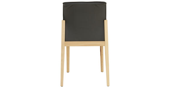 STUHL in Holz, Leder Grau, Buchefarben - Buchefarben/Grau, Natur, Leder/Holz (50/88/55cm) - Valnatura