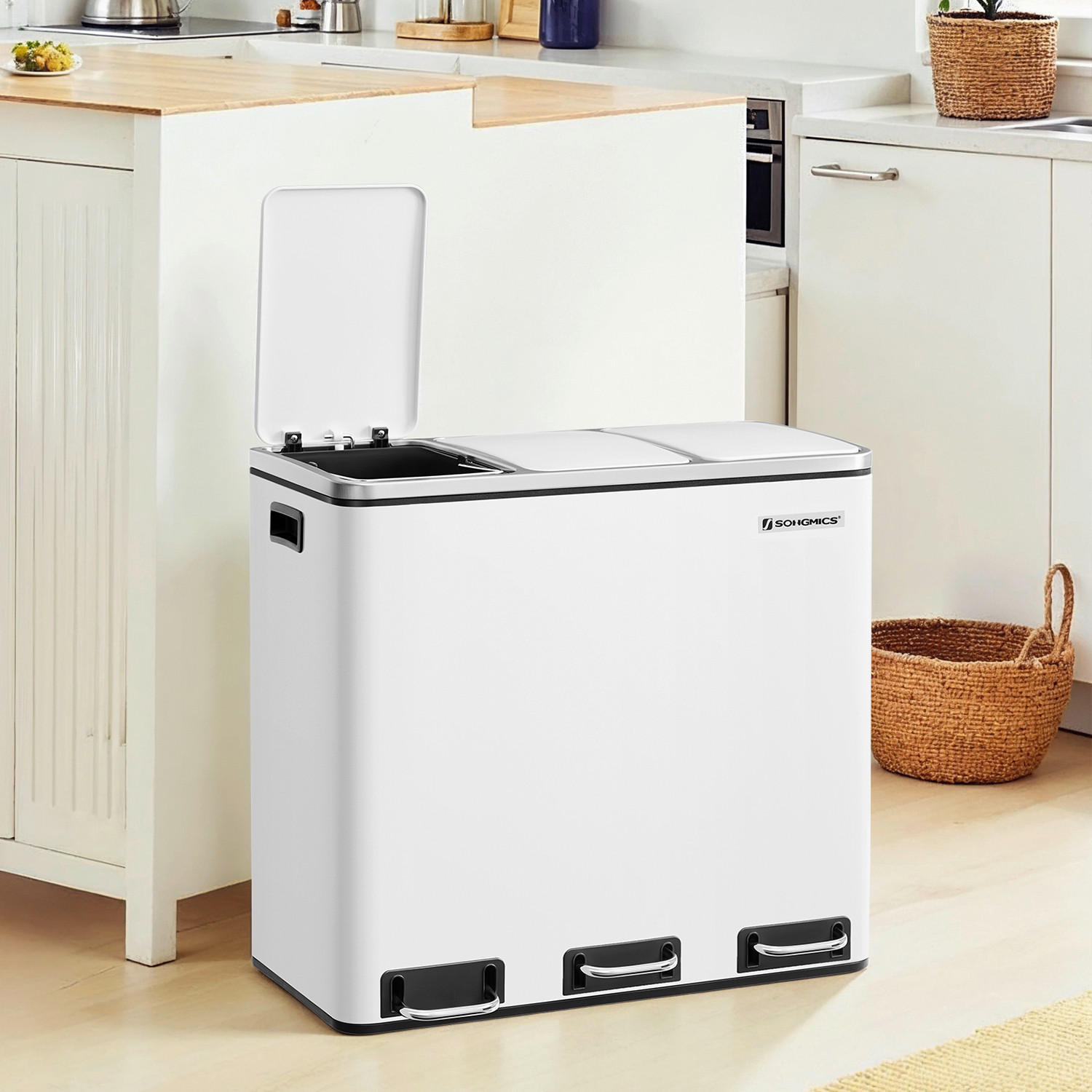 Thumbnail - Abfallsammler, Weiß, Kunststoff, 54 L, 61x55.5x31.6 cm, Küchen, Küchenausstattung, Mülleimer