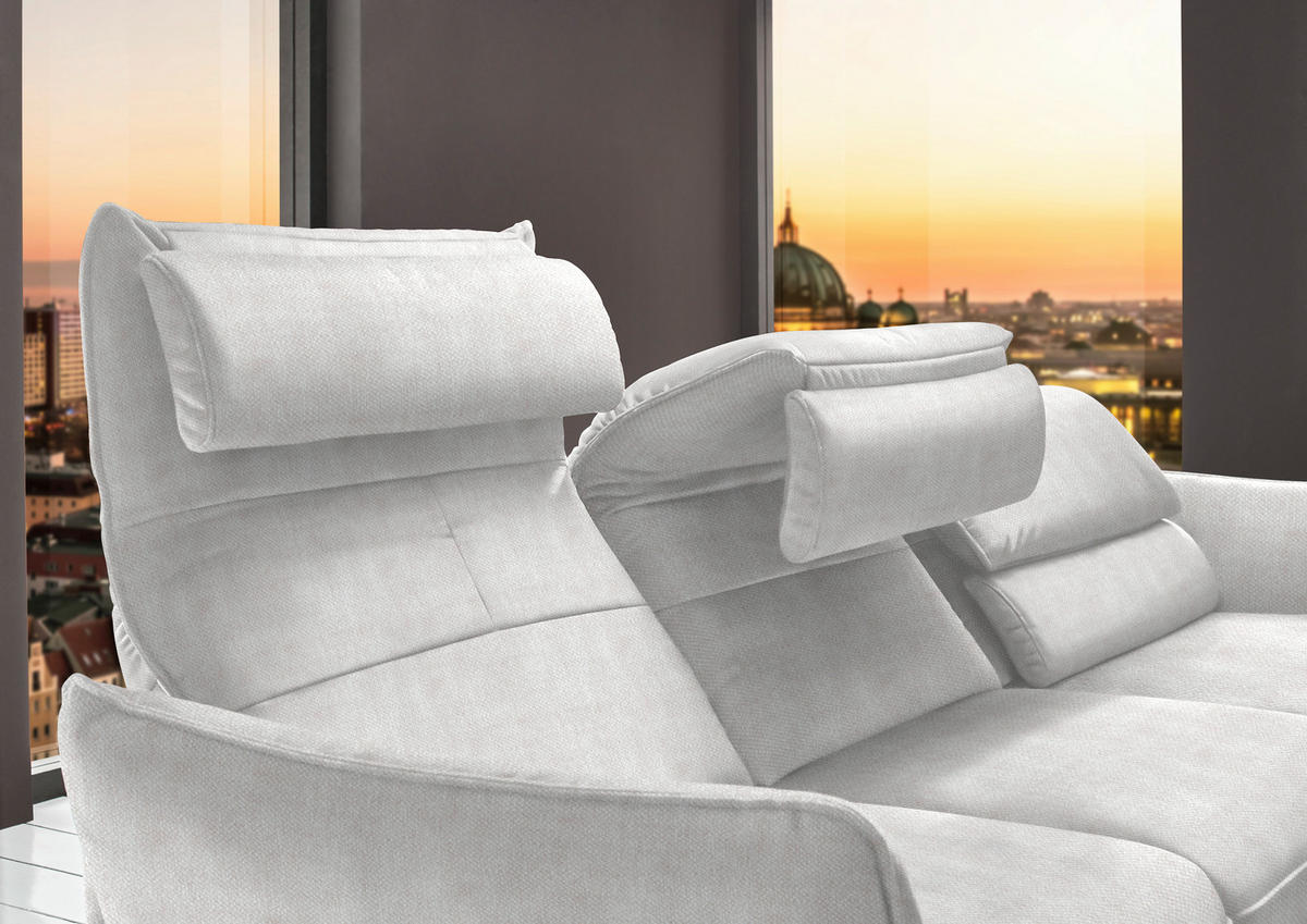ECKSOFA in Velours Creme  - Creme/Schwarz, Design, Textil/Metall (283/153cm) - Valdera