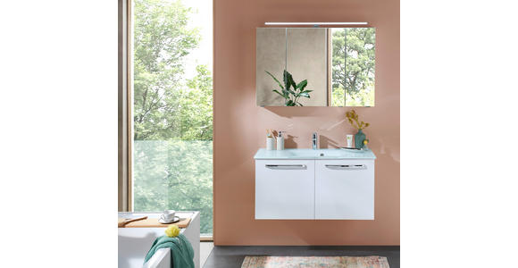 BADEZIMMER 3-teilig  in 105 cm  - Chromfarben/Weiß, KONVENTIONELL, Glas/Holzwerkstoff (105cm) - Xora