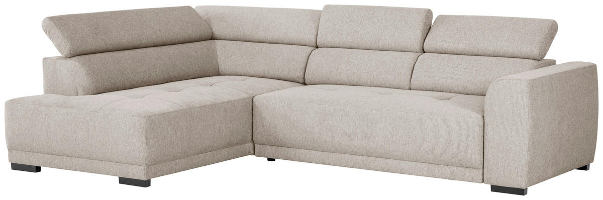 ECKSOFA in Struktur Greige  - Greige/Schwarz, Design, Kunststoff/Textil (205/284cm) - Xora