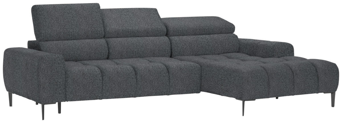 ECKSOFA in Webstoff Dunkelgrau  - Dunkelgrau/Schwarz, Design, Textil/Metall (270/177cm) - Welnova