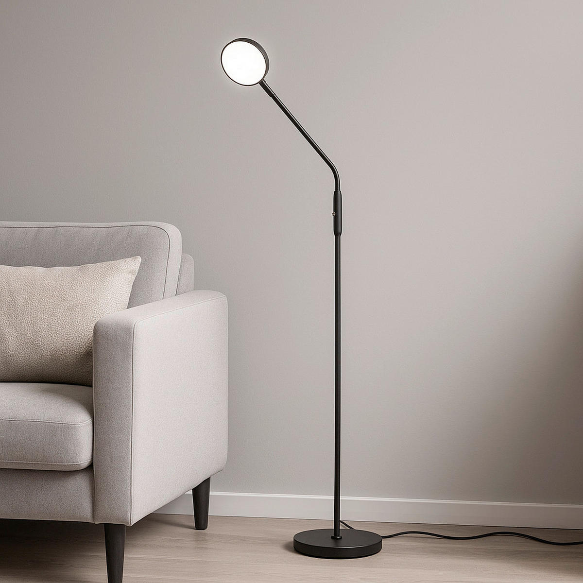 LED-STEHLEUCHTE Sorento 23/138/45 cm   - Schwarz, Design, Metall (23/138/45cm) - Fischer & Honsel