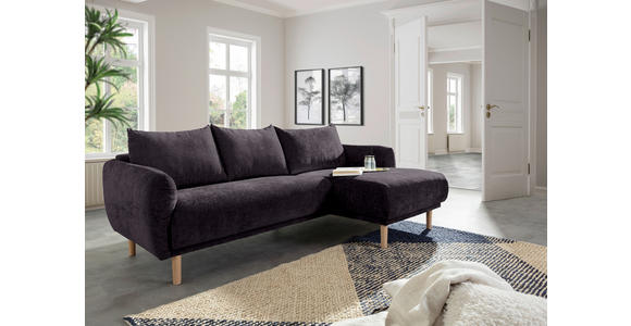 ECKSOFA Dunkelgrau Flachgewebe - Dunkelgrau/Buchefarben, KONVENTIONELL, Holz/Textil (230/144cm) - Carryhome