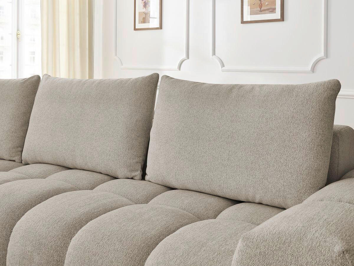 ECKSOFA Ottomane links  EVEREST Taupe Flachgewebe  - Taupe/Schwarz, MODERN, Kunststoff/Textil (210/352cm)