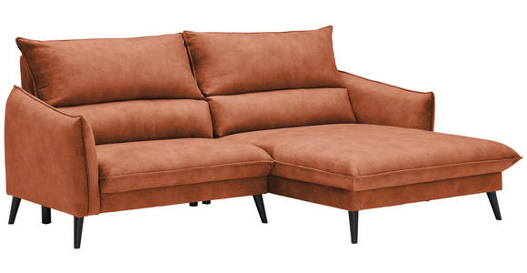 ECKSOFA in Velours Rostfarben  - Rostfarben/Schwarz, Design, Holz/Textil (238/170cm) - Carryhome