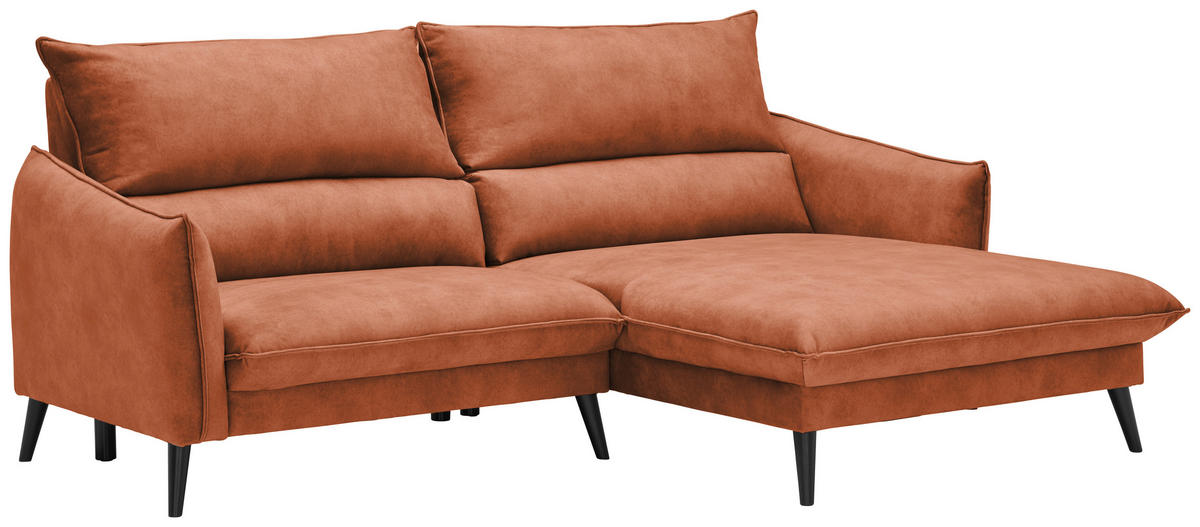 ECKSOFA Rostfarben Velours  - Rostfarben/Schwarz, Design, Holz/Textil (238/170cm) - Carryhome