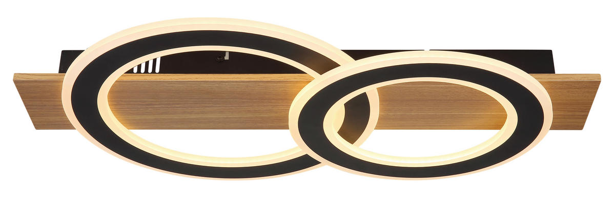 LED-DECKENLEUCHTE    63/35/7 cm  - Dunkelbraun/Opal, Natur, Kunststoff/Metall (63/35/7cm) - Globo