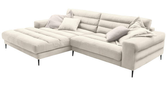 ECKSOFA in Flachgewebe Beige 207/296 cm - Beige/Schwarz, Design, Textil/Metall (207/296cm) - Dieter Knoll