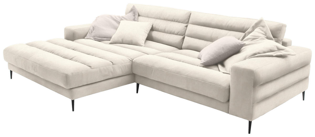 ECKSOFA in Flachgewebe Beige  - Beige/Schwarz, Design, Textil/Metall (207/296cm) - Dieter Knoll