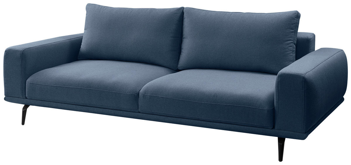 3-SITZER-SOFA in Webstoff Dunkelblau  - Schwarz/Dunkelblau, Modern, Textil/Metall (242/89/115cm) - MID.YOU
