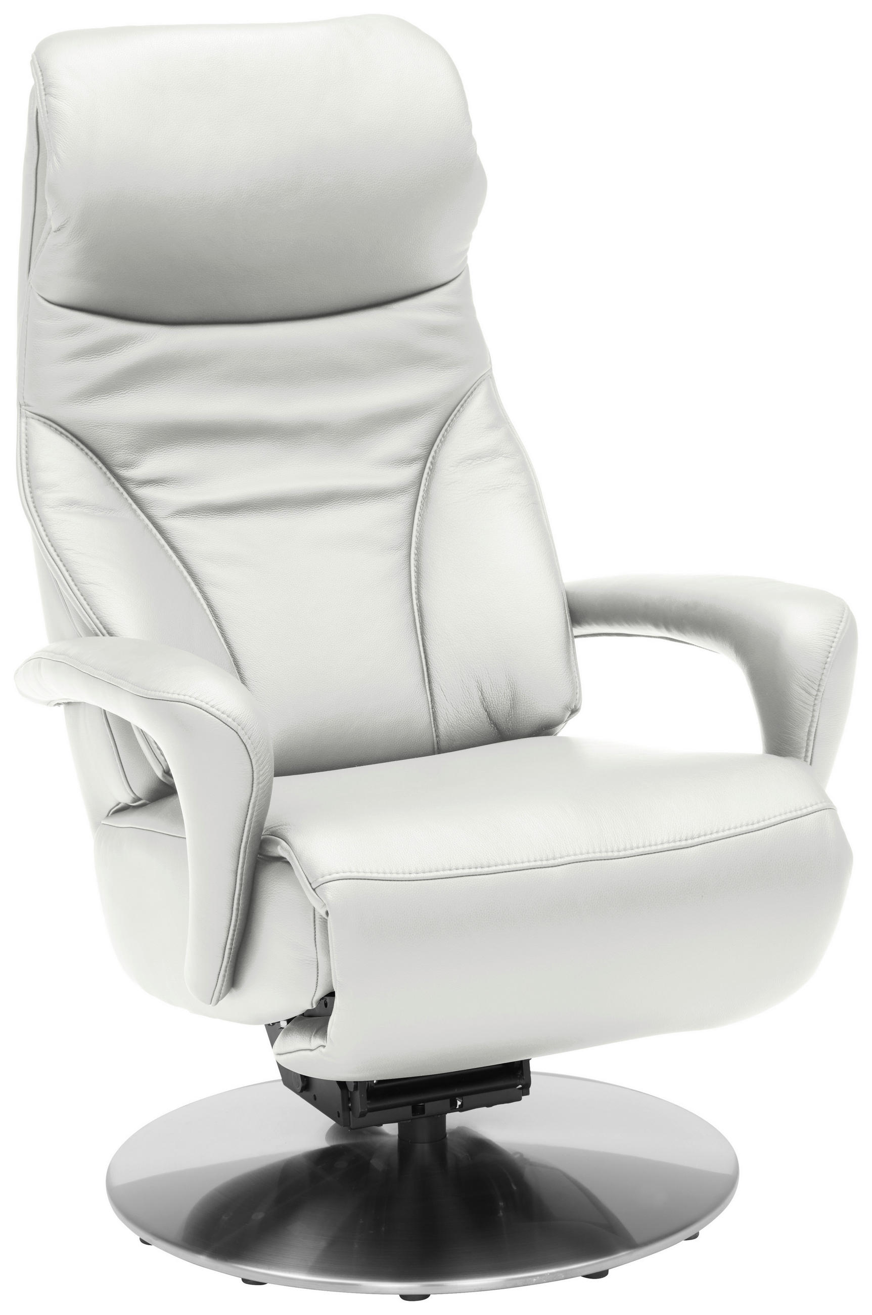 RELAXSESSEL Echtleder Nackenstütze, Relaxfunktion, Kopfteilverstellung, Fußteilverstellung    - Edelstahlfarben/Hellgrau, Design, Leder/Metall (75/117/88cm) - Dieter Knoll