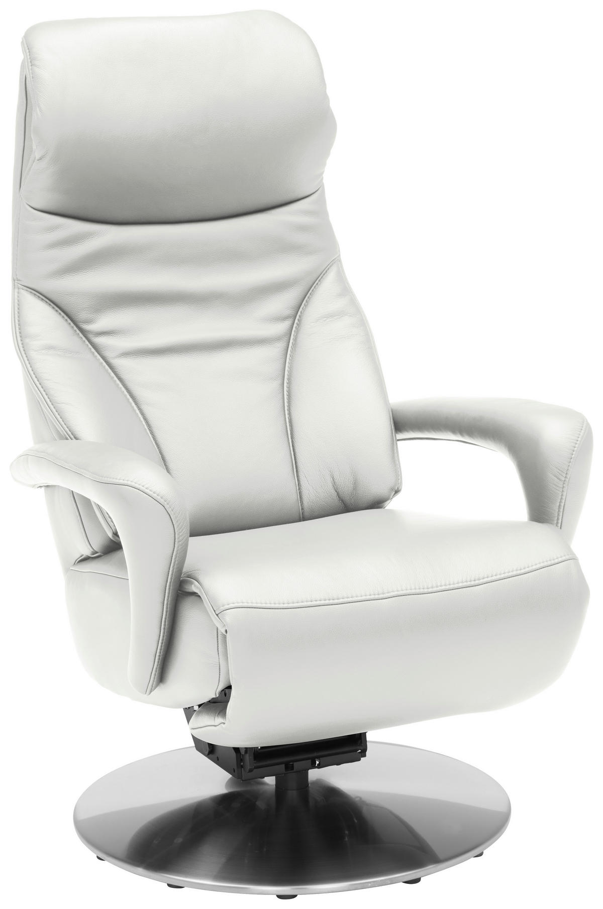 RELAXSESSEL in Leder Hellgrau  - Edelstahlfarben/Hellgrau, Design, Leder/Metall (75/117/88cm) - Dieter Knoll
