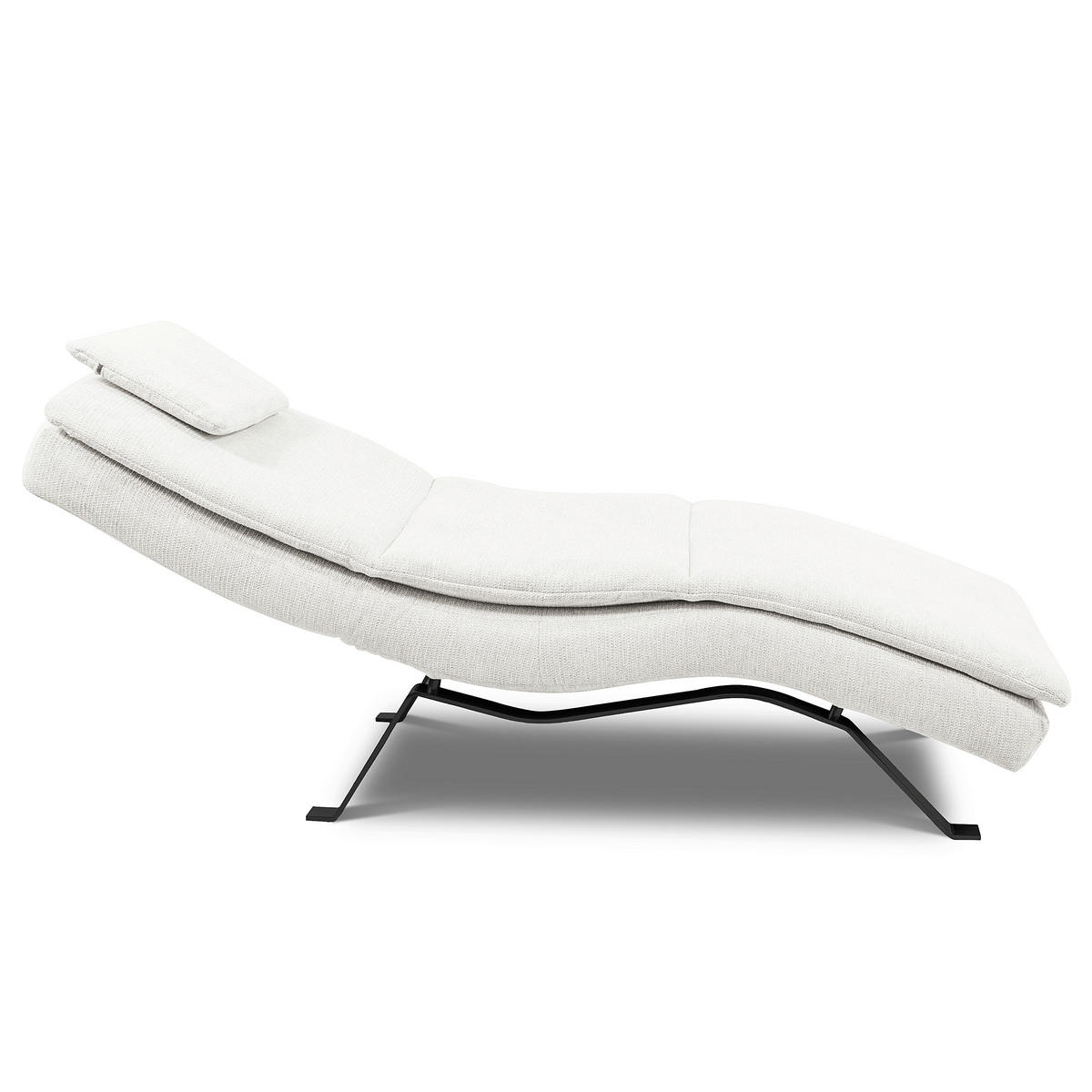 RELAXLIEGE in Echtleder Creme  - Creme/Schwarz, Design, Leder/Metall (65/95/171cm) - Celina Home