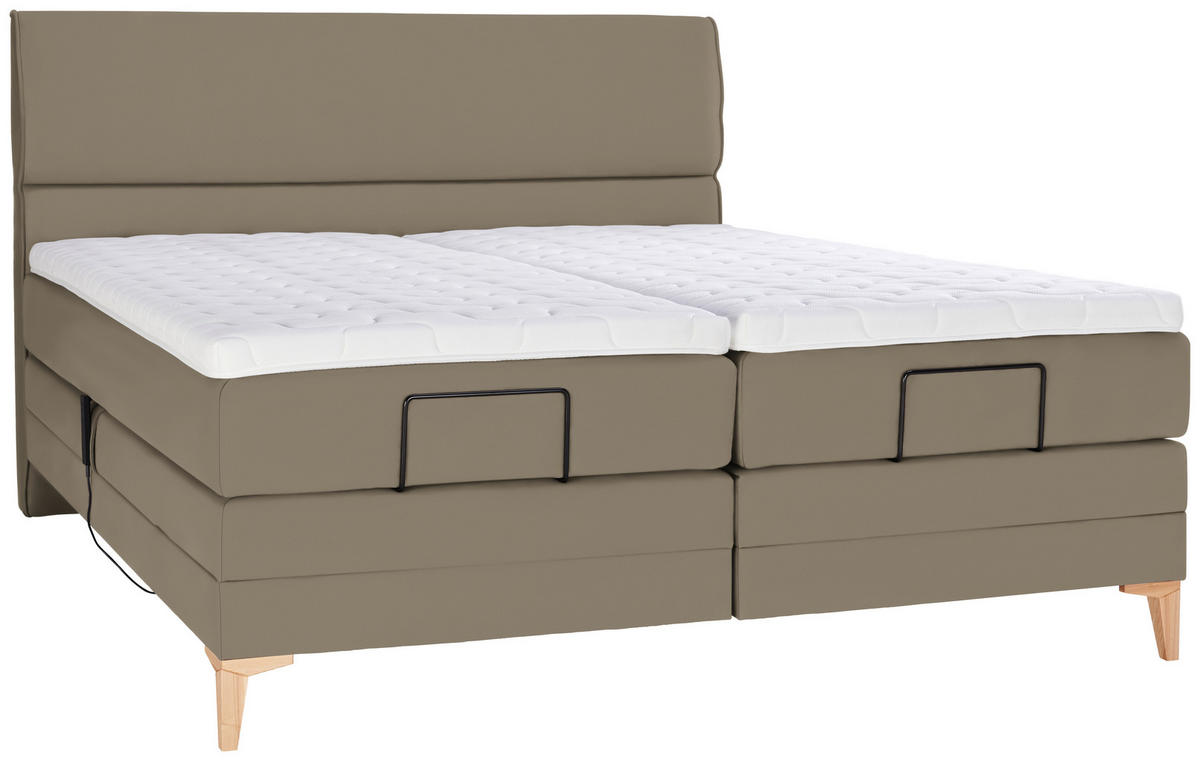 BOXSPRINGBETT 180/200 cm  in Graubraun  - Eichefarben/Graubraun, Konventionell, Holz/Textil (180/200cm) - Voleo