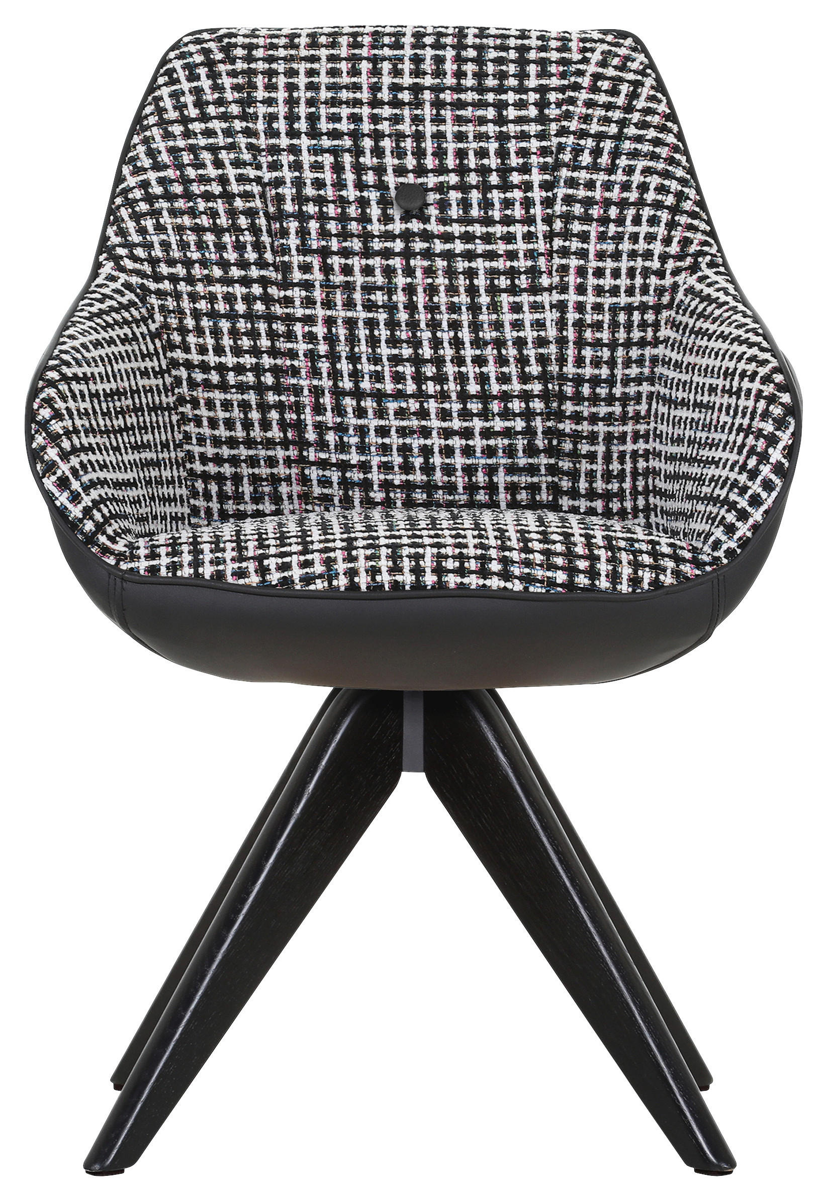 ARMLEHNSTUHL  in Chenille, Lederlook  - Schwarz/Weiß, KONVENTIONELL, Holz/Textil (60/83/65cm) - Novel