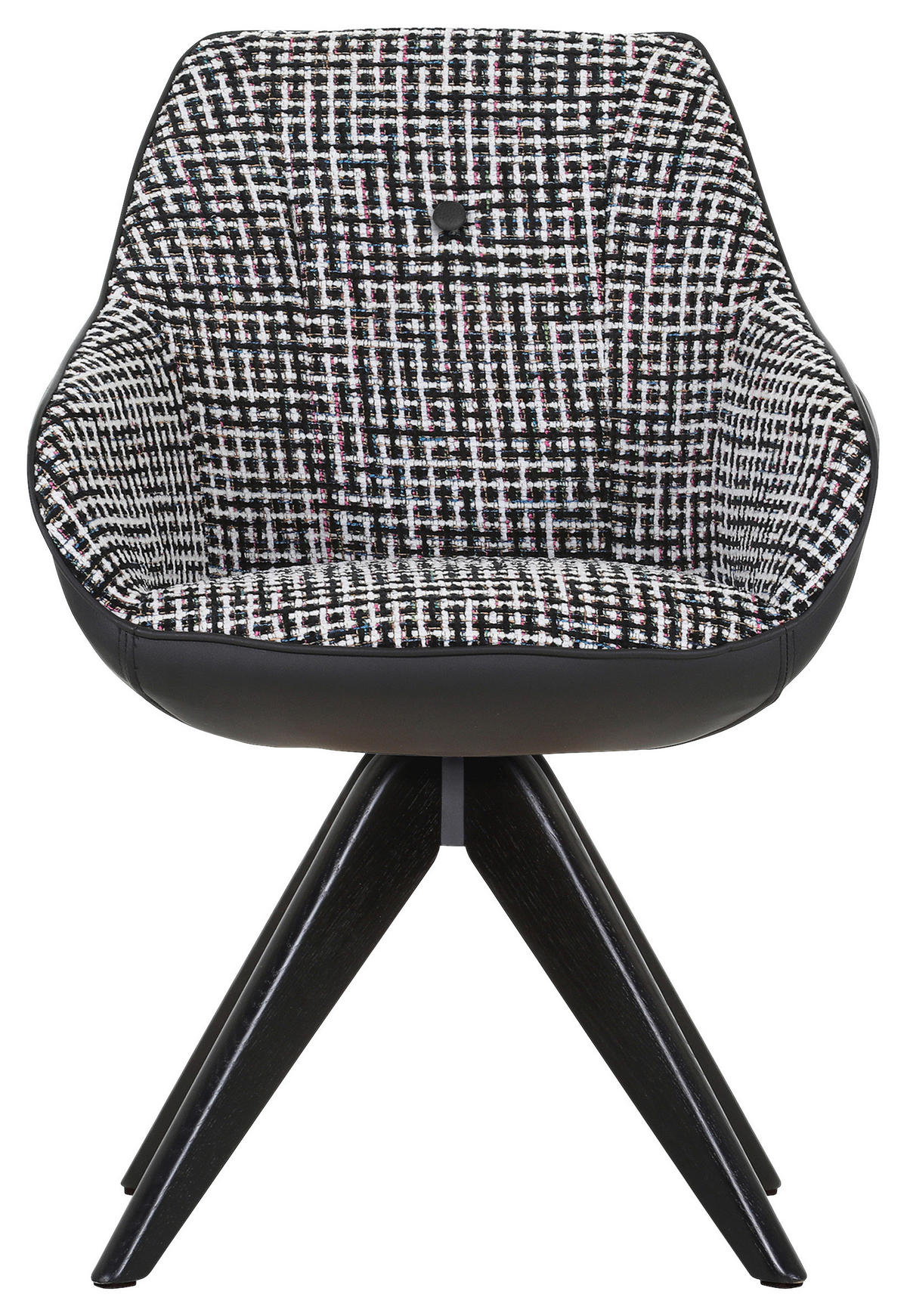 ARMLEHNSTUHL  in Chenille, Lederlook  - Schwarz/Weiß, KONVENTIONELL, Holz/Textil (60/83/65cm) - Novel