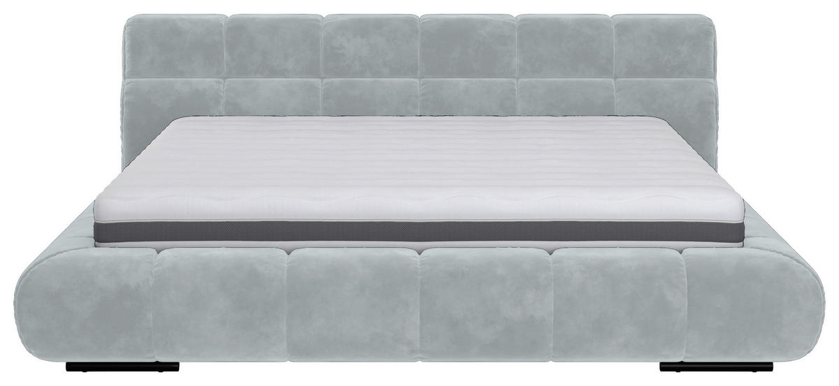 POLSTERBETT 160/200 cm,  in Hellgrau,  - Hellgrau/Schwarz, Design, Textil/Metall (160/200cm) - Belluti