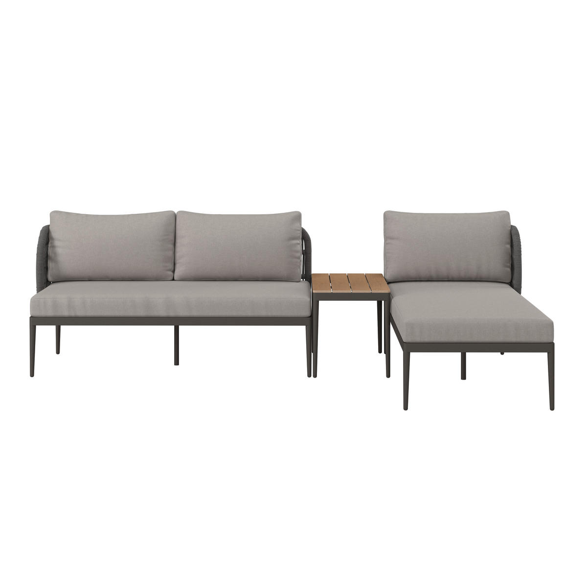 TERASOVÁ SEDACIA SÚPRAVA 4-dielne, kov, plast, sklo, textil - sivá/prírodná farba, Modern, kov/textil (255/72/145cm) - Ambia Garden