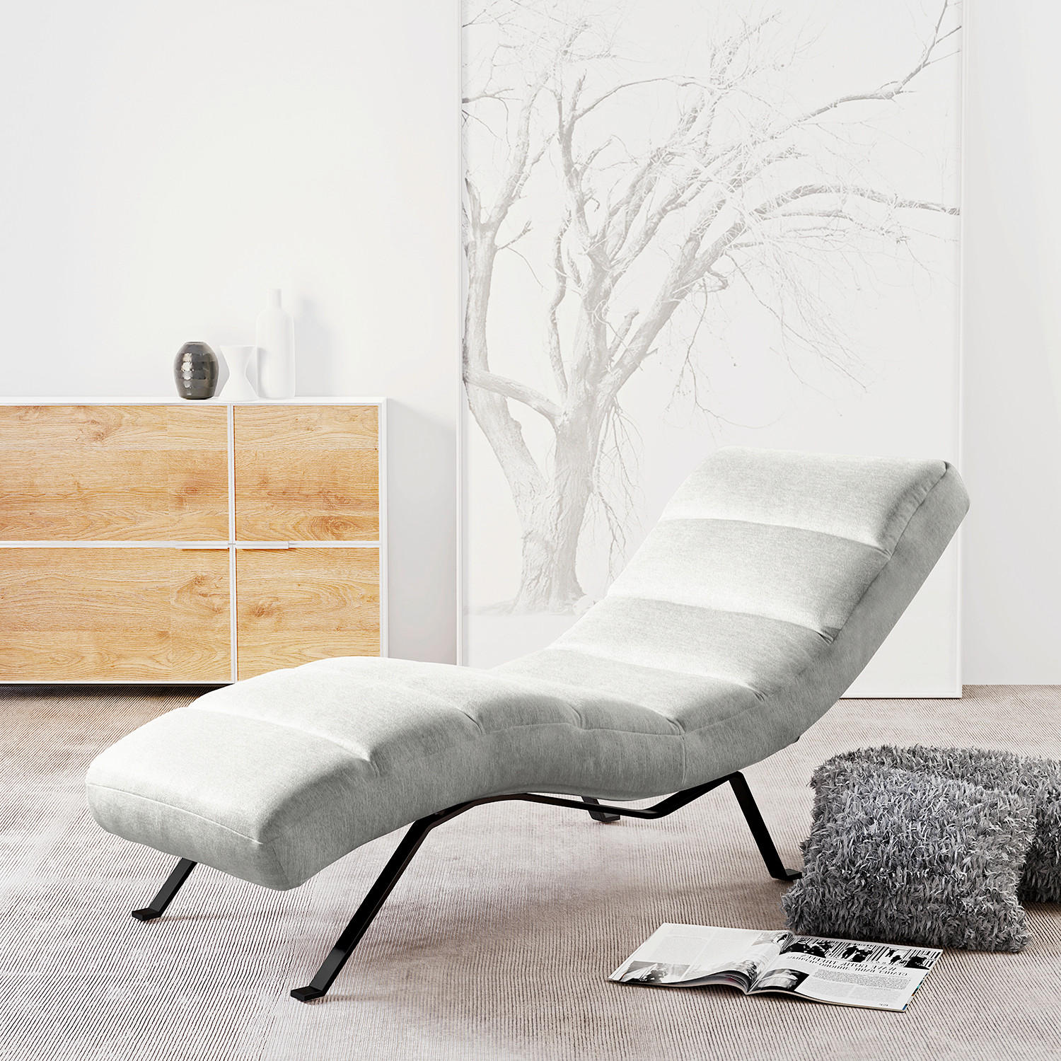 RELAXLIEGE Webstoff Hellgrau  - Hellgrau/Schwarz, Design, Textil/Metall (65/65/171cm) - Livetastic