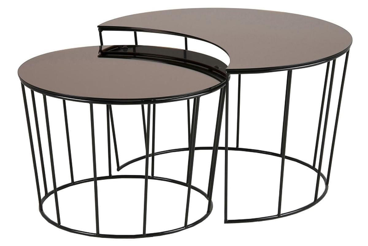 SATZTISCH Schwarz, Bronzefarben  - Schwarz/Bronzefarben, Trend, Glas/Metall - Ambia Home