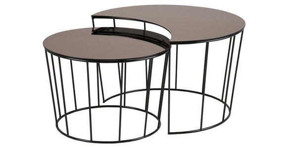 SATZTISCH in Metall, Glas  - Schwarz/Bronzefarben, Trend, Glas/Metall - Ambia Home