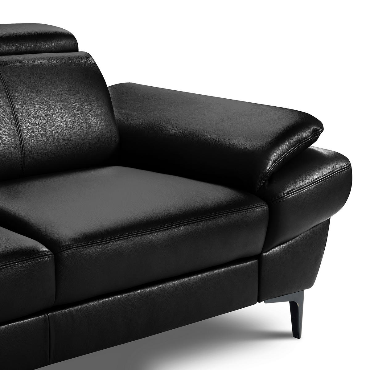 ECKSOFA  in Lederlook Echtleder Schwarz  - Schwarz, Design, Leder/Textil (211/264cm) - Livetastic