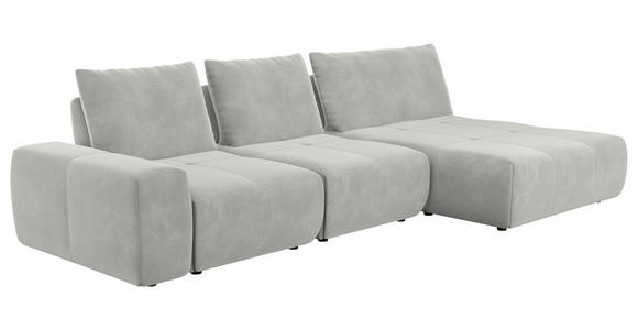 ECKSOFA in Velours Hellgrau  - Hellgrau/Schwarz, Design, Kunststoff/Textil (342/174cm) - Xora