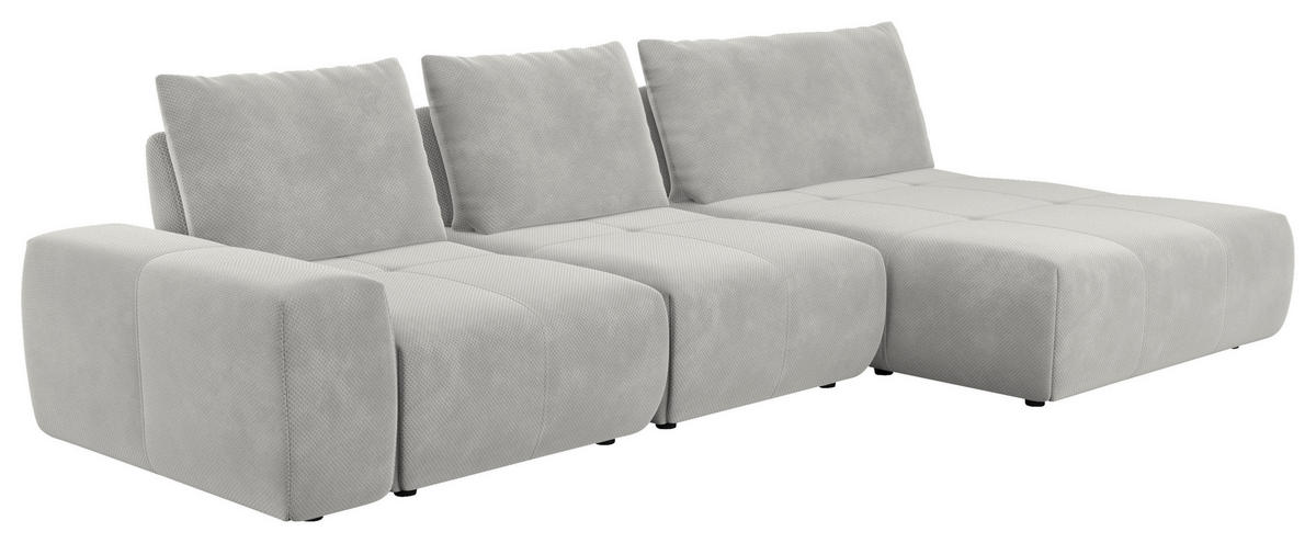 ECKSOFA in Velours Hellgrau  - Hellgrau/Schwarz, Design, Kunststoff/Textil (347/174cm) - Xora