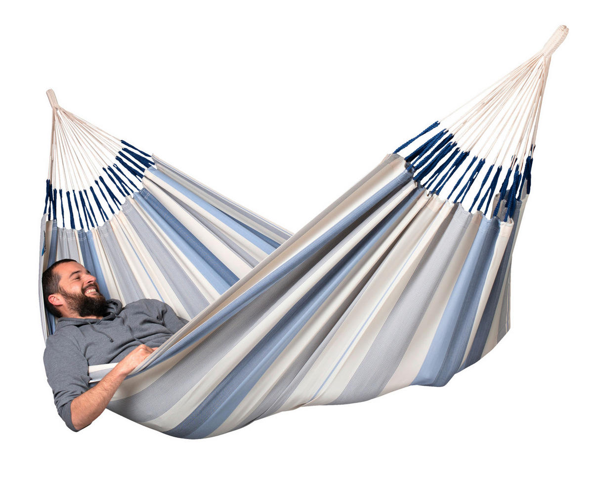 HÄNGEMATTE double outdoor  - Blau/Weiß, KONVENTIONELL, Textil (160/350cm) - La Siesta
