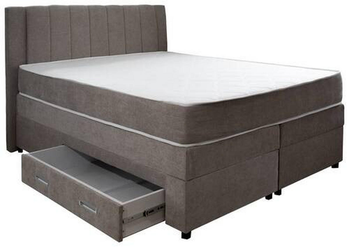 POSTELJA BOXSPRING 140 cm   x 200 cm  , tekstil, leseni material siva  - siva, Konvencionalno, tekstil/leseni material (140/200cm) - Carryhome