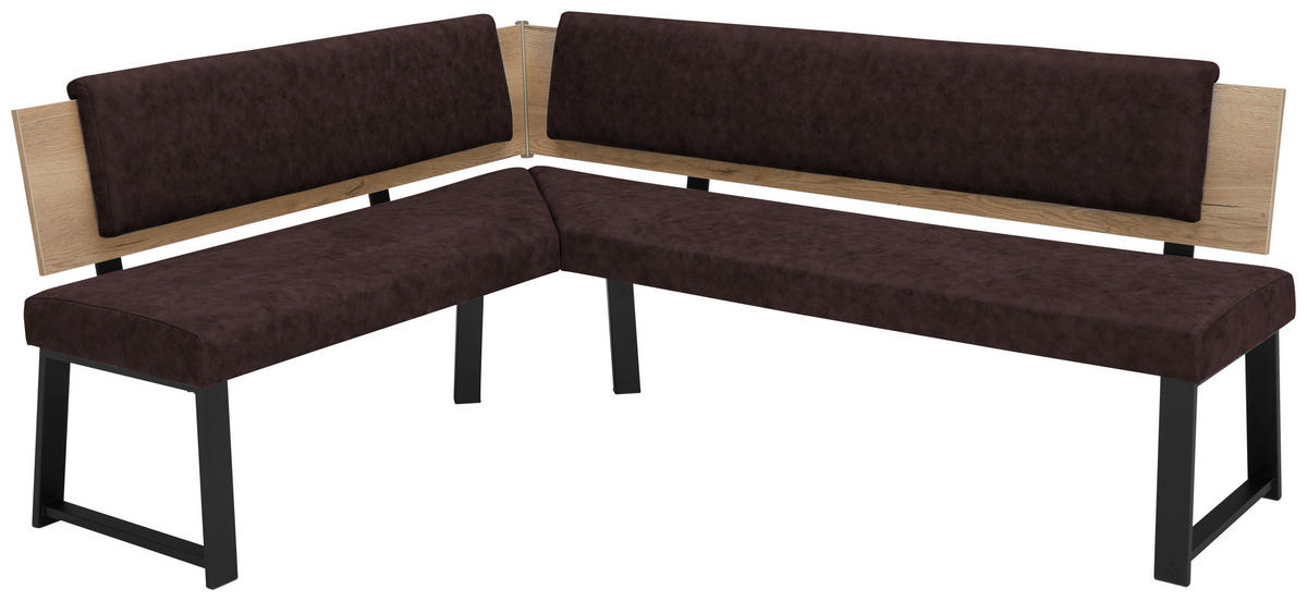 ECKBANK 160/220 cm  in Braun  - Schwarz/Braun, MODERN, Holzwerkstoff/Textil (160/220cm) - Venda