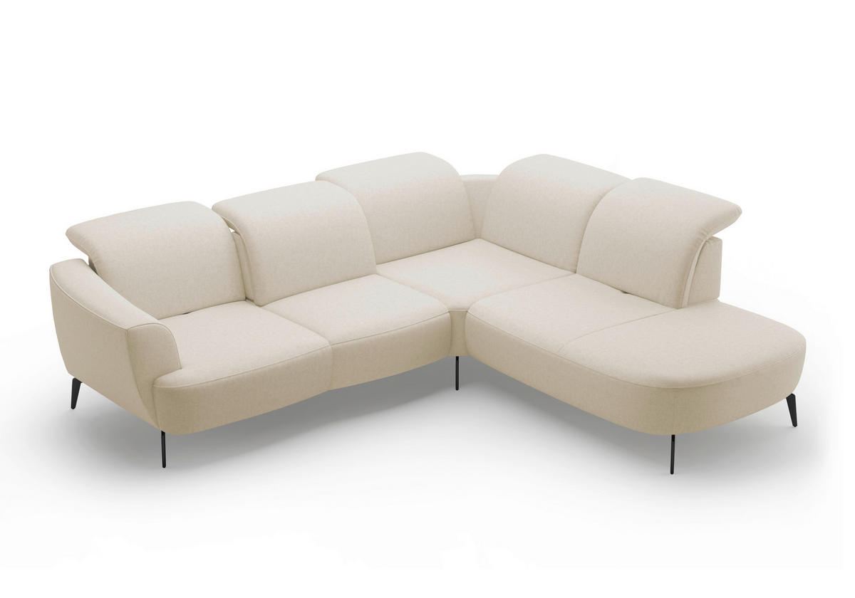ECKSOFA in Flachgewebe Creme  300/267 cm  - Creme/Schwarz, KONVENTIONELL, Textil/Metall (300/267cm) - Sit & More