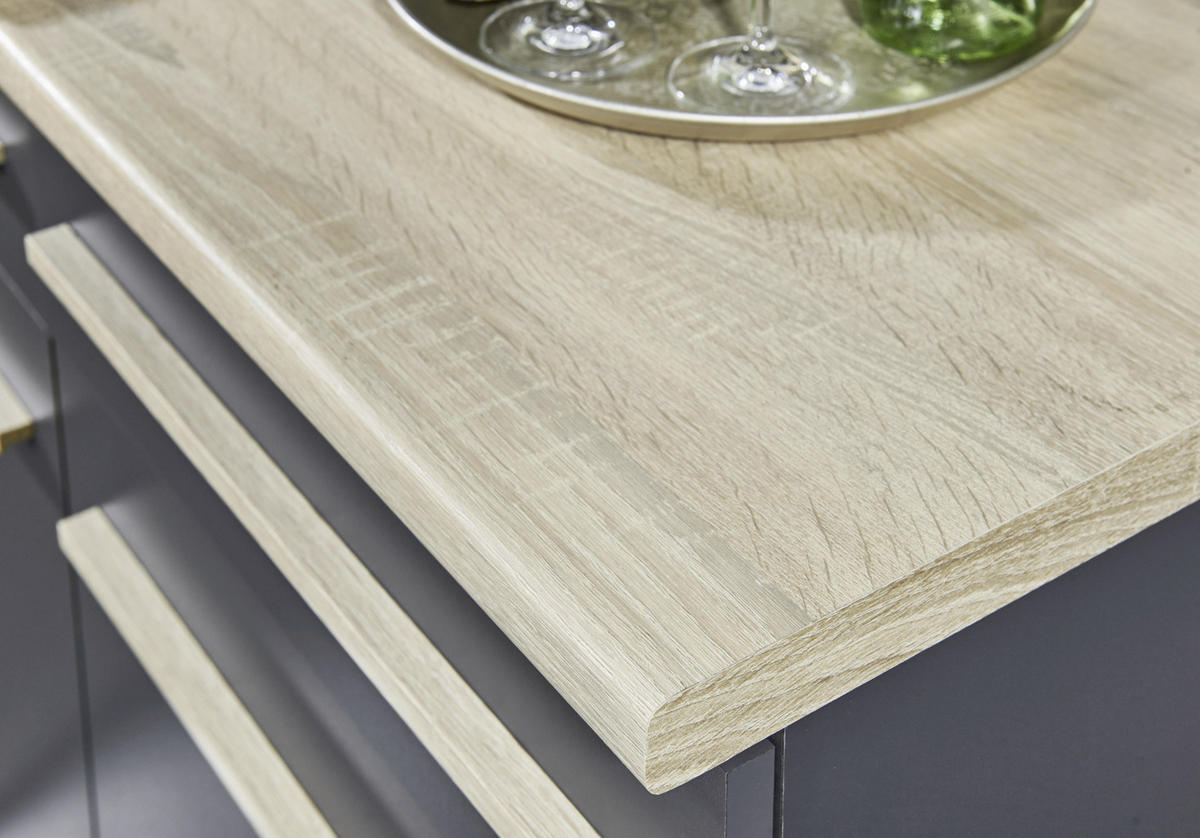 KUCHYŇSKÁ LINKA BILBERRY 160 - Sonoma dub/antracitová, Design, kompozitní dřevo (160cm) - Carryhome