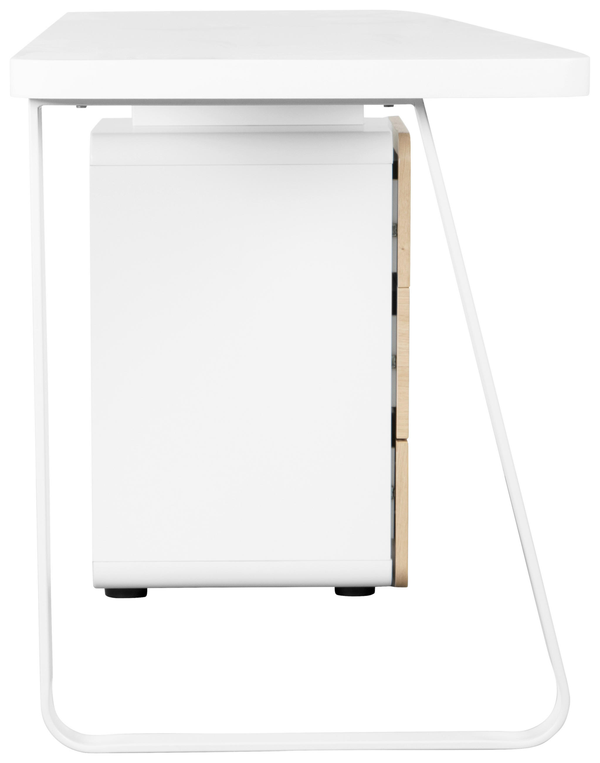 Thumbnail - Mid.you Schreibtisch, Weiß, Eiche, Metall, Holzwerkstoff, 3 Schubladen, Freiform, Flachrohr, 140x75x60 cm, Bsci, Staurau...