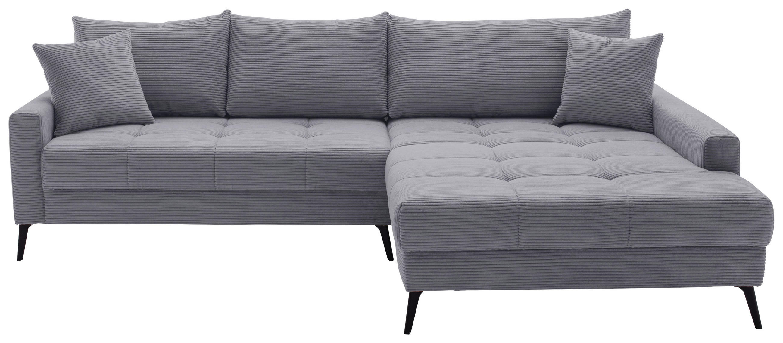 ECKSOFA Grau Cord  - Schwarz/Grau, KONVENTIONELL, Textil/Metall (280/173cm) - Hom`in