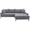 ECKSOFA Grau Cord  - Schwarz/Grau, KONVENTIONELL, Textil/Metall (280/173cm) - Hom`in