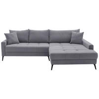 ECKSOFA Grau Cord  - Schwarz/Grau, KONVENTIONELL, Textil/Metall (280/173cm) - Hom`in