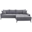 ECKSOFA  in Cord Grau  280/173 cm  - Schwarz/Grau, KONVENTIONELL, Textil/Metall (280/173cm) - Hom`in