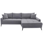 ECKSOFA  in Cord Grau  280/173 cm  - Schwarz/Grau, KONVENTIONELL, Textil/Metall (280/173cm) - Hom`in