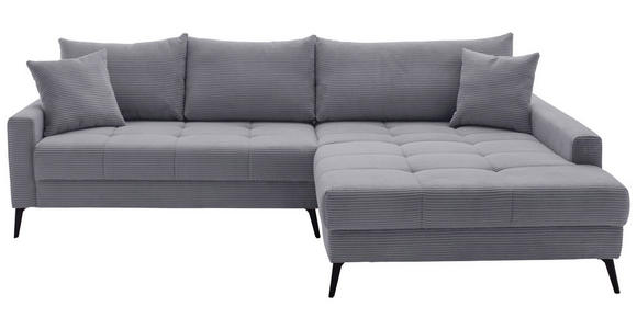 ECKSOFA  in Cord Grau  280/173 cm  - Schwarz/Grau, KONVENTIONELL, Textil/Metall (280/173cm) - Hom`in