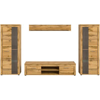 OBÝVACIA STENA, dub wotan - čierna/dub wotan, Design, kompozitné drevo/plast (310/159/35cm) - MID.YOU