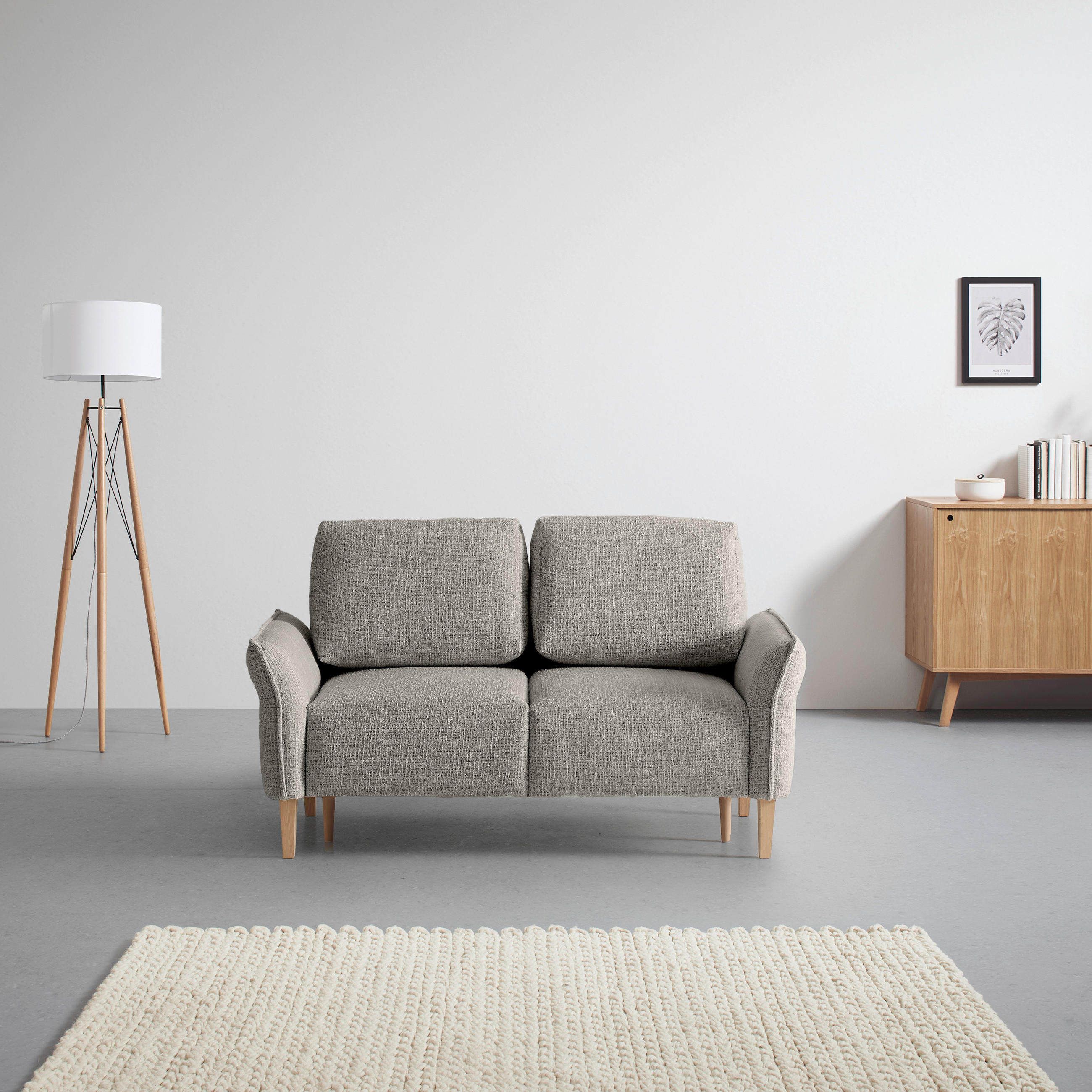 2-SITZER-SOFA in Webstoff Dunkelgrau  - Eichefarben/Dunkelgrau, Modern, Holz/Textil (150/85/92cm) - MID.YOU