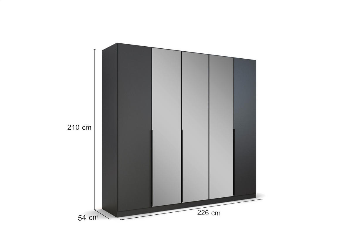 DREHTÜRENSCHRANK in Grau  - Grau, Modern, Holzwerkstoff/Metall (226/210/54cm) - Rauch Möbel