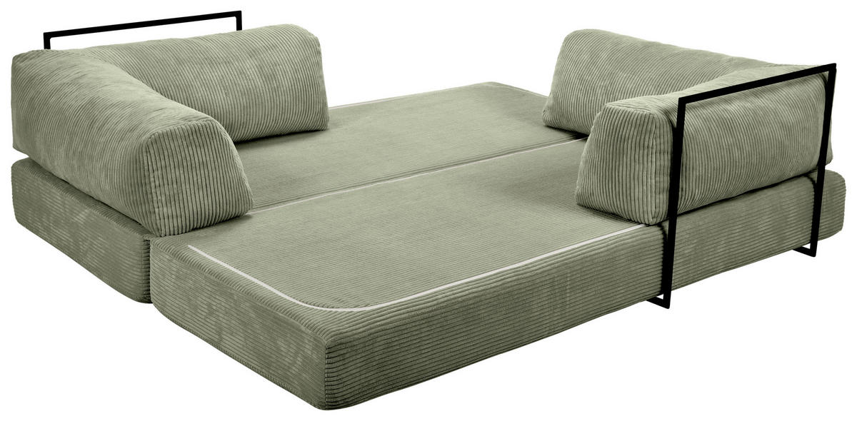SCHLAFSOFA Cord Salbeigrün  - Salbeigrün, KONVENTIONELL, Textil/Metall (200/77/80cm) - Carryhome