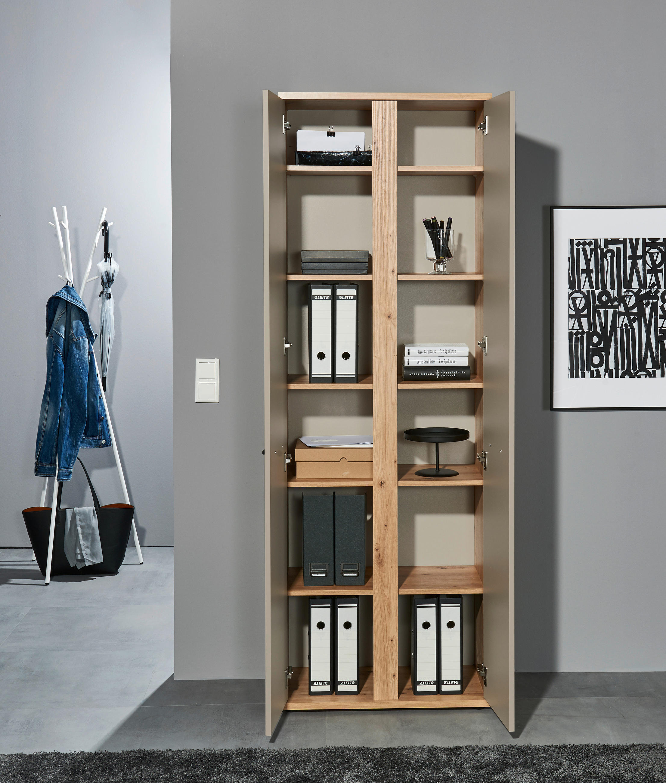 AKTENSCHRANK 68/200/38 cm  - Kaschmir/Eiche Artisan, MODERN, Holzwerkstoff (68/200/38cm) - MID.YOU