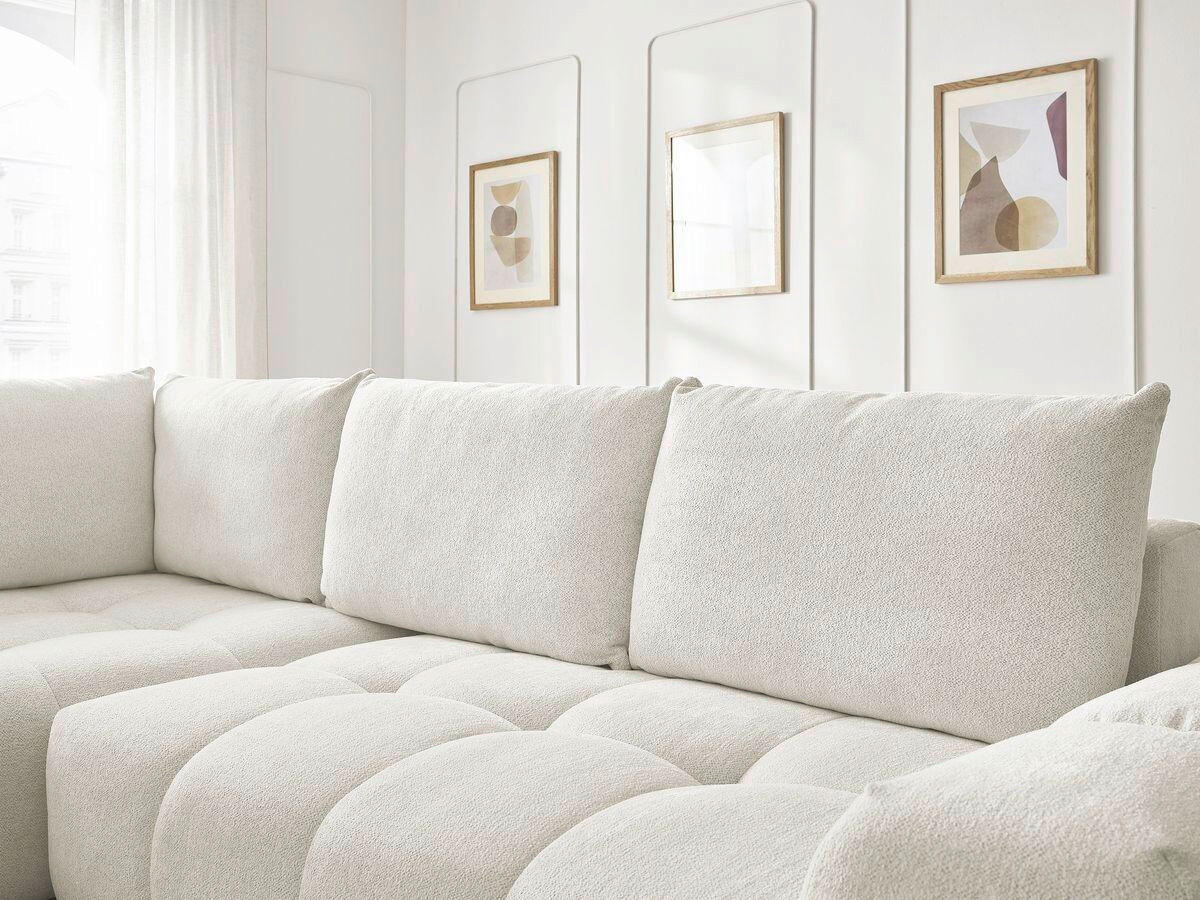 ECKSCHLAFSOFA EVEREST  mit Rücken echt, Armteil links, Armteil rechts Flachgewebe Weiß  - Schwarz/Weiß, MODERN, Kunststoff/Textil (320/212cm)